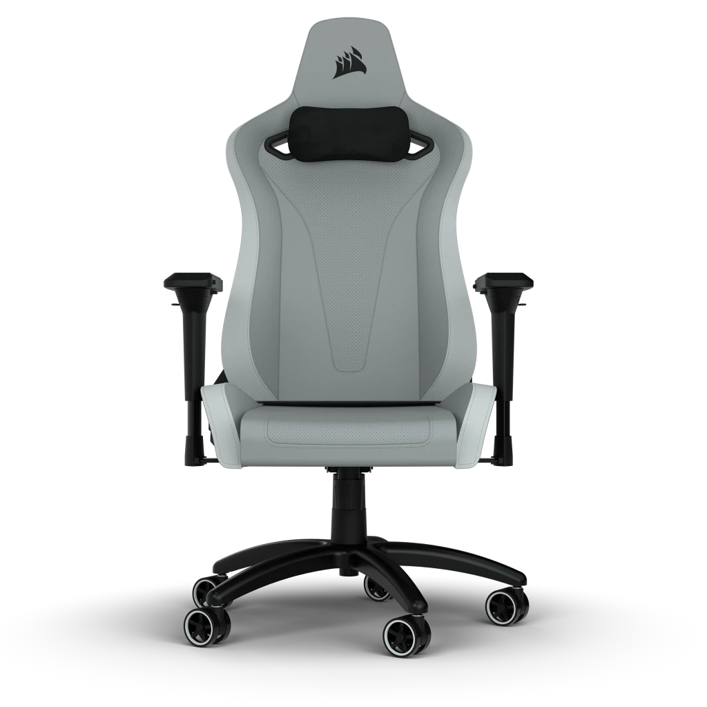 Corsair TC200 Gaming Chair – Plush Leatherette – Light Grey/White